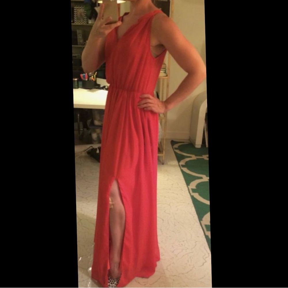 Gorgeous red chiffon crisp glamourous gown- Sz S - Picture 4 of 10
